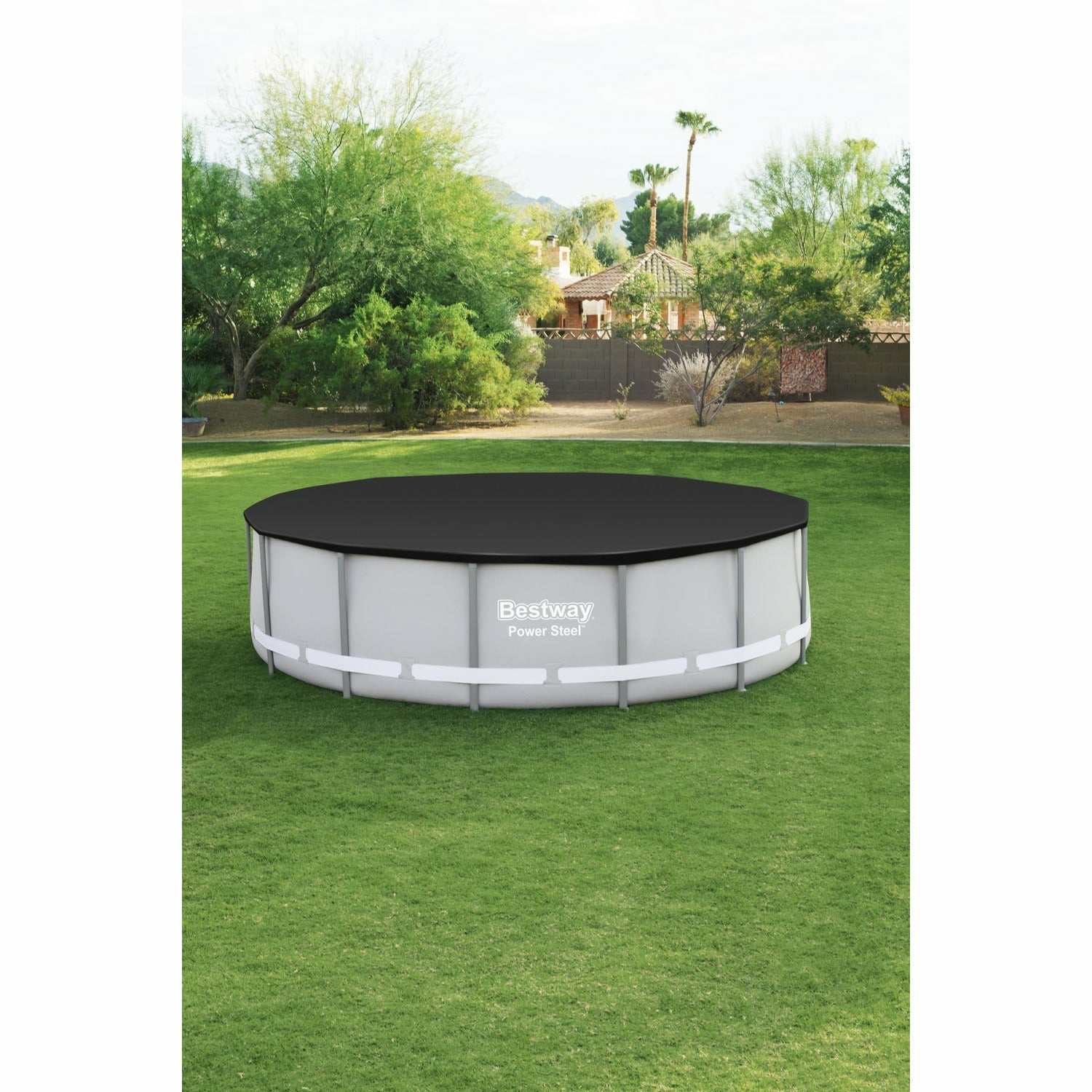 BESTWAY - Copertura rotonda per piscina fuori terra colore nero - diametro 427 cm